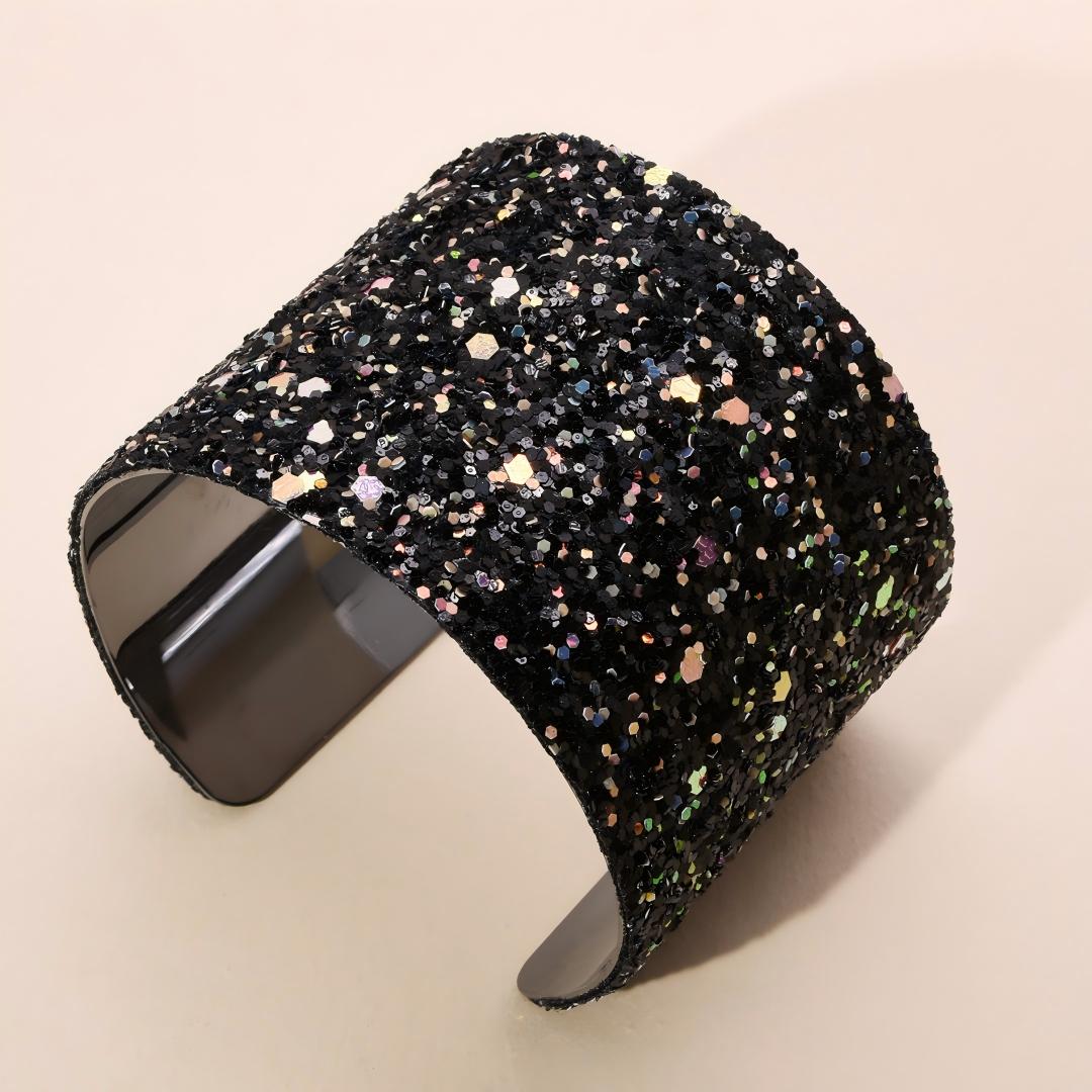 2pc Women's Sparkly Sticker Open Bangle Set, Party Wear